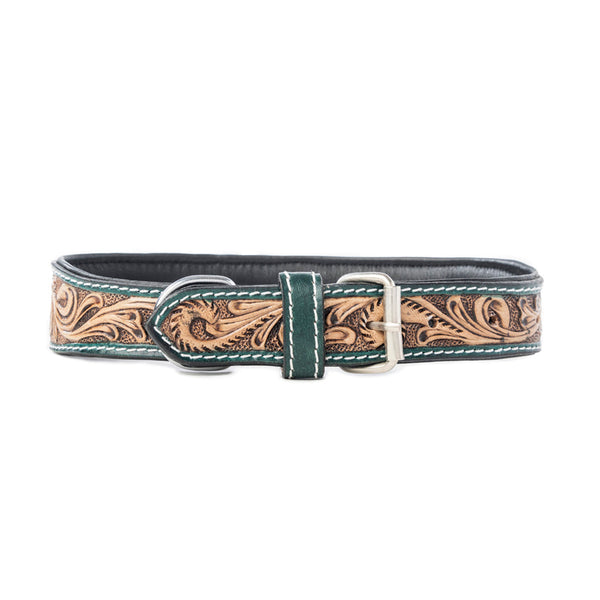 Turquoise Blossom Western Dog Collar in Brown - Myra USA