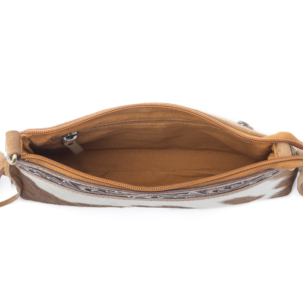 Myra Wild Mirage Hairon Leather Bag with Fringes in Ivory Range