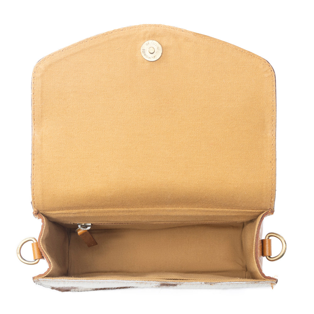 Myra Bridle Blossom Handtooled Hairon Leather Bag in Amber Carve