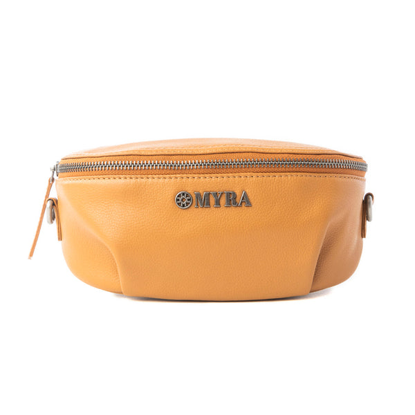 Myra Compass Mesa Leather Fanny Pack in Honey Cloud - Myra USA