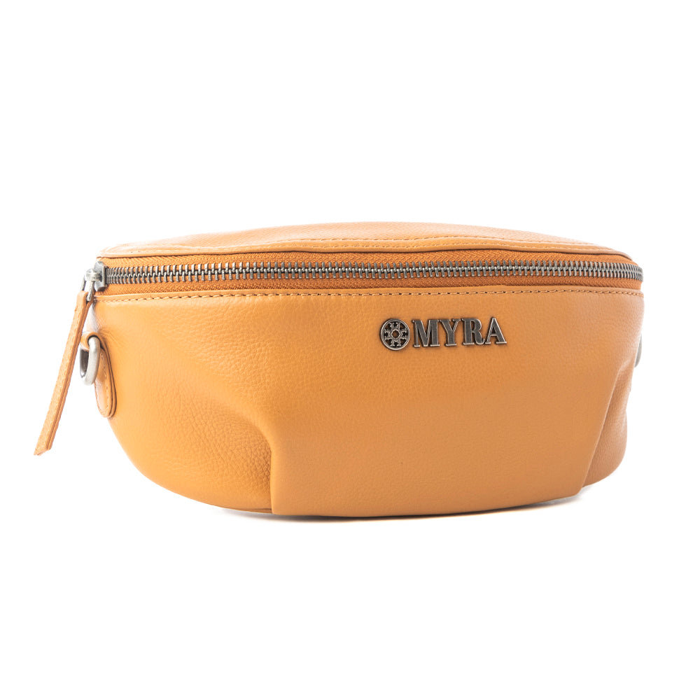 Myra Compass Mesa Leather Fanny Pack in Honey Cloud - Myra USA