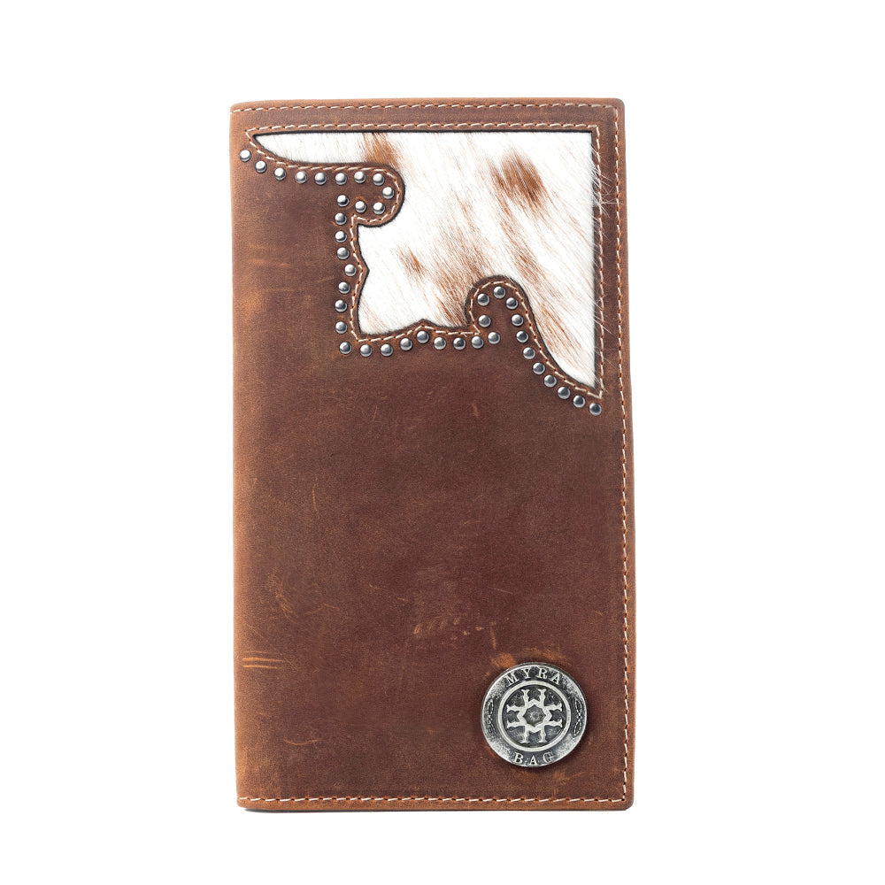 Myra Lariat Crest Hairon Leather Wallet for Men in Rustic Chrome