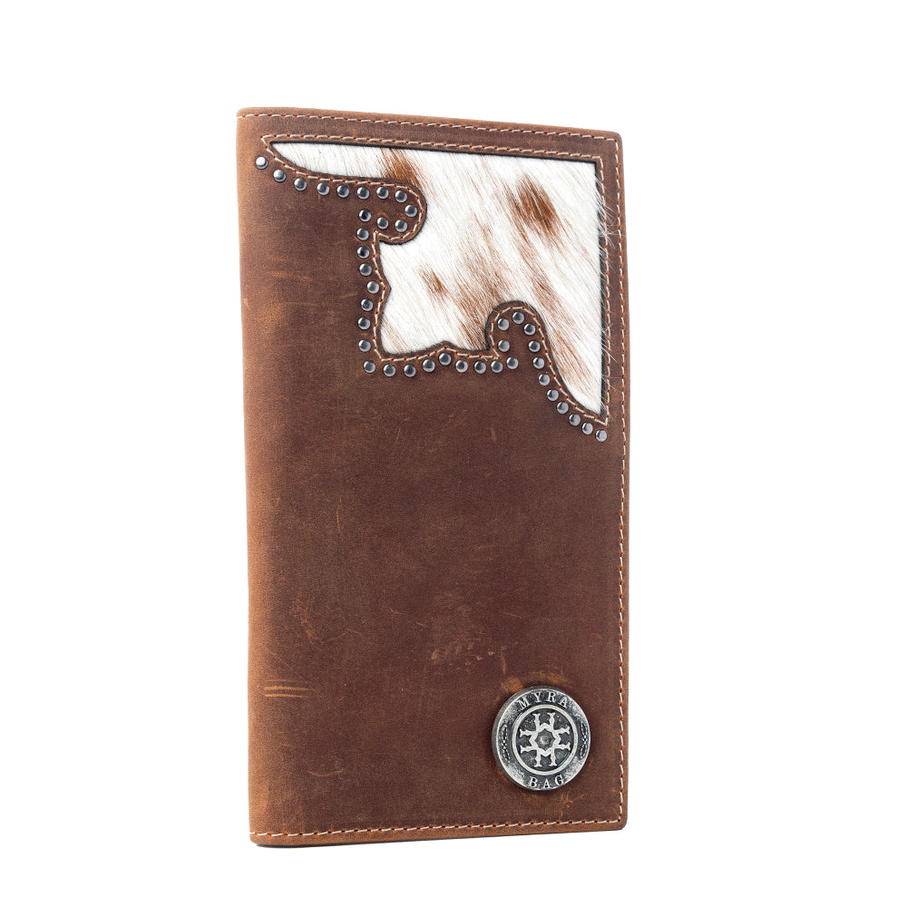 Myra Lariat Crest Hairon Leather Wallet for Men in Rustic Chrome