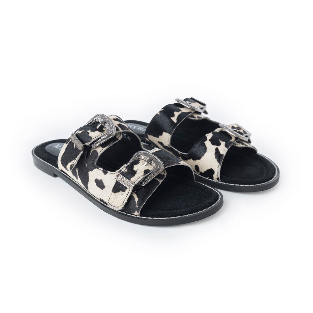 Myra Midnight Grove Hairon Leather Sandals in Ranch Ivory - Myra USA