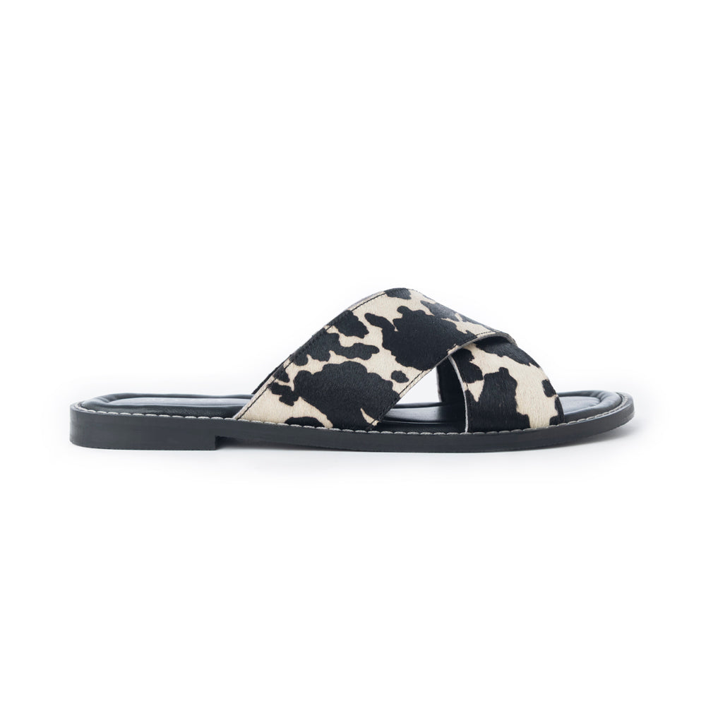 Myra El Paso Dawn Hairon Leather Sandals in Speckled White - Myra USA