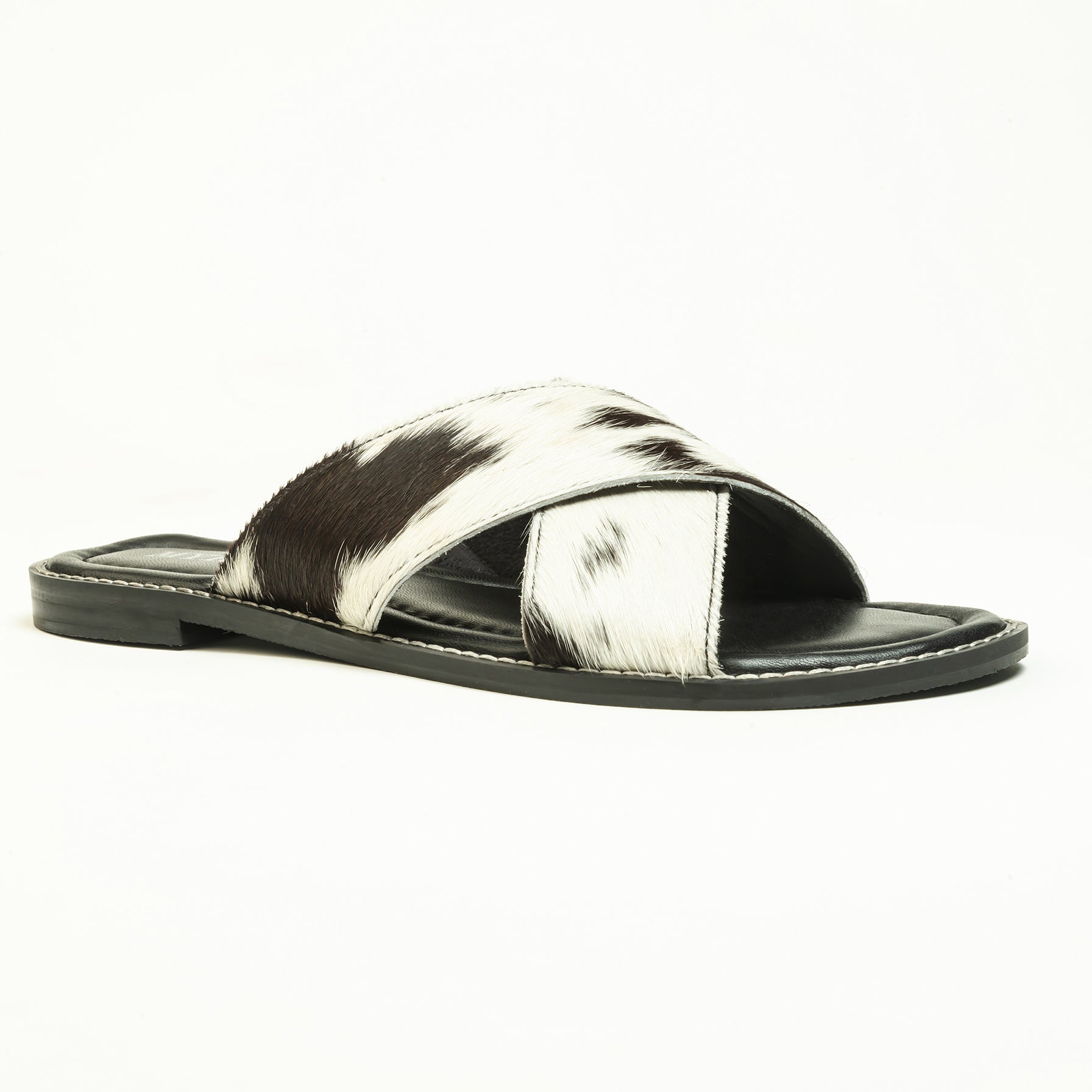 Myra El Paso Dawn Hairon Leather Sandals in Speckled White