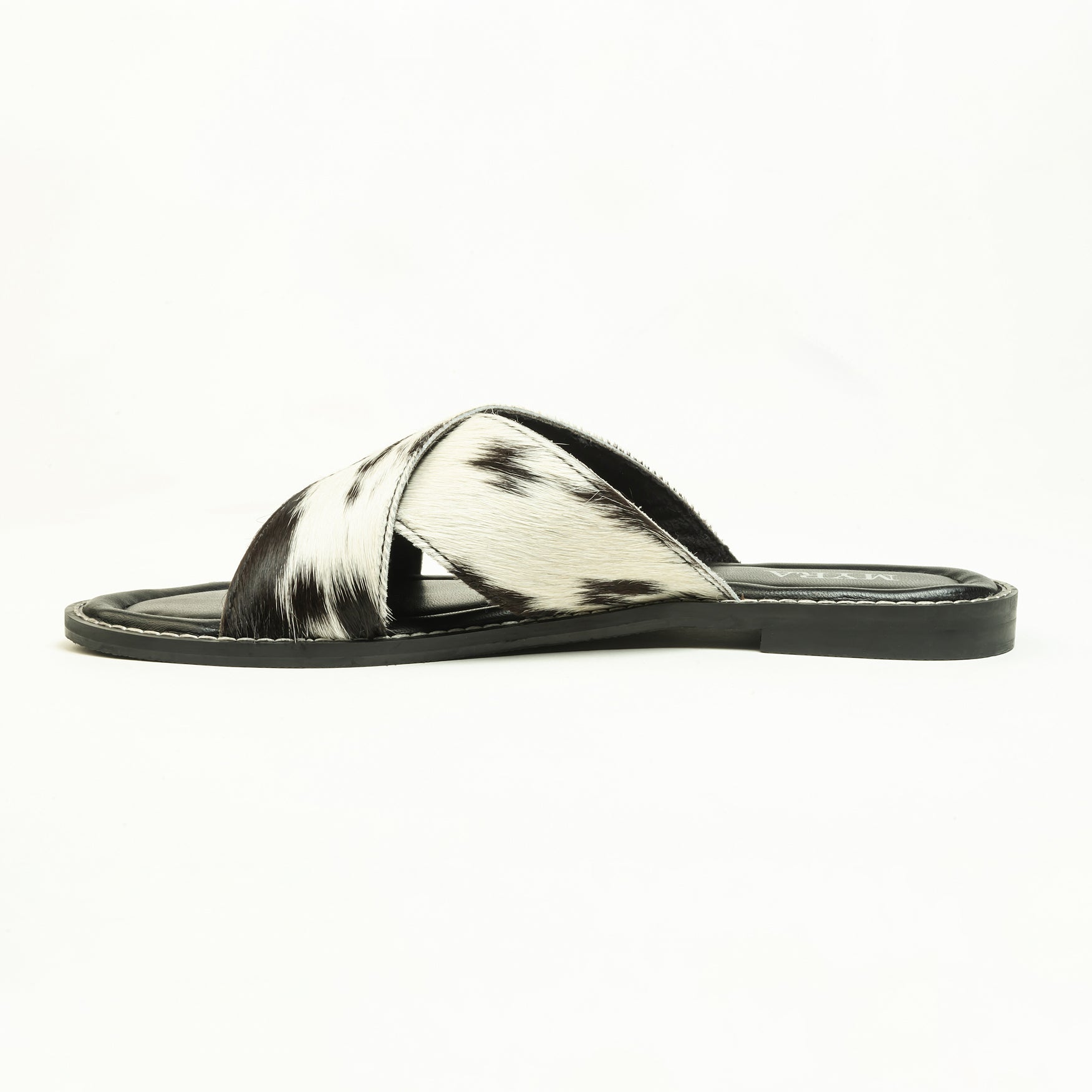 Myra El Paso Dawn Hairon Leather Sandals in Speckled White