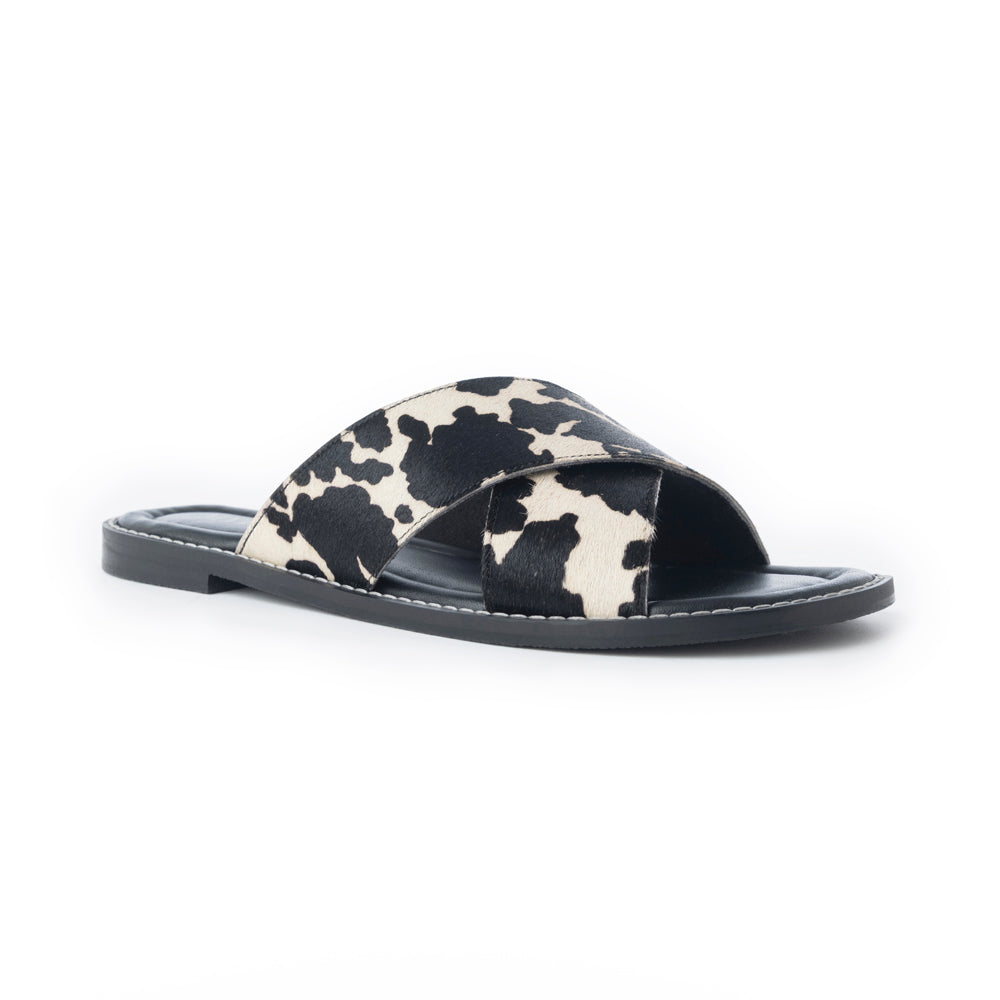 Myra El Paso Dawn Hairon Leather Sandals in Speckled White - Myra USA