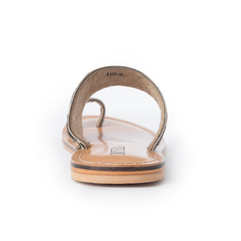 Myra Cattle Trail Hairon Leather Sandals in Ivory Cowhide - Myra USA