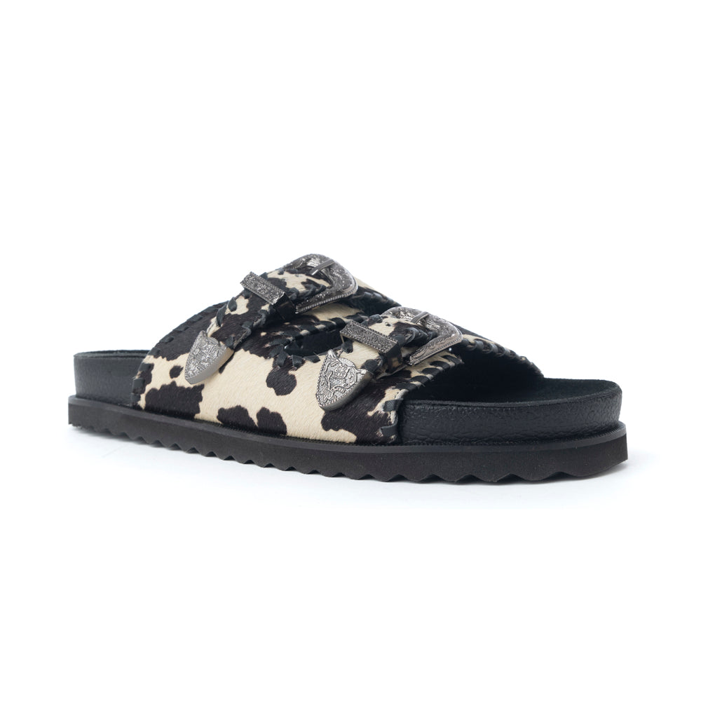 Myra Coyote Crest Hairon Leather Sandals in Vanilla White - Myra USA