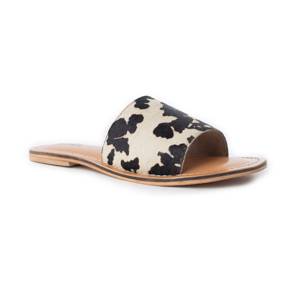 Myra Mojave Herd Hairon Leather Sandals in Creamhide White - Myra USA