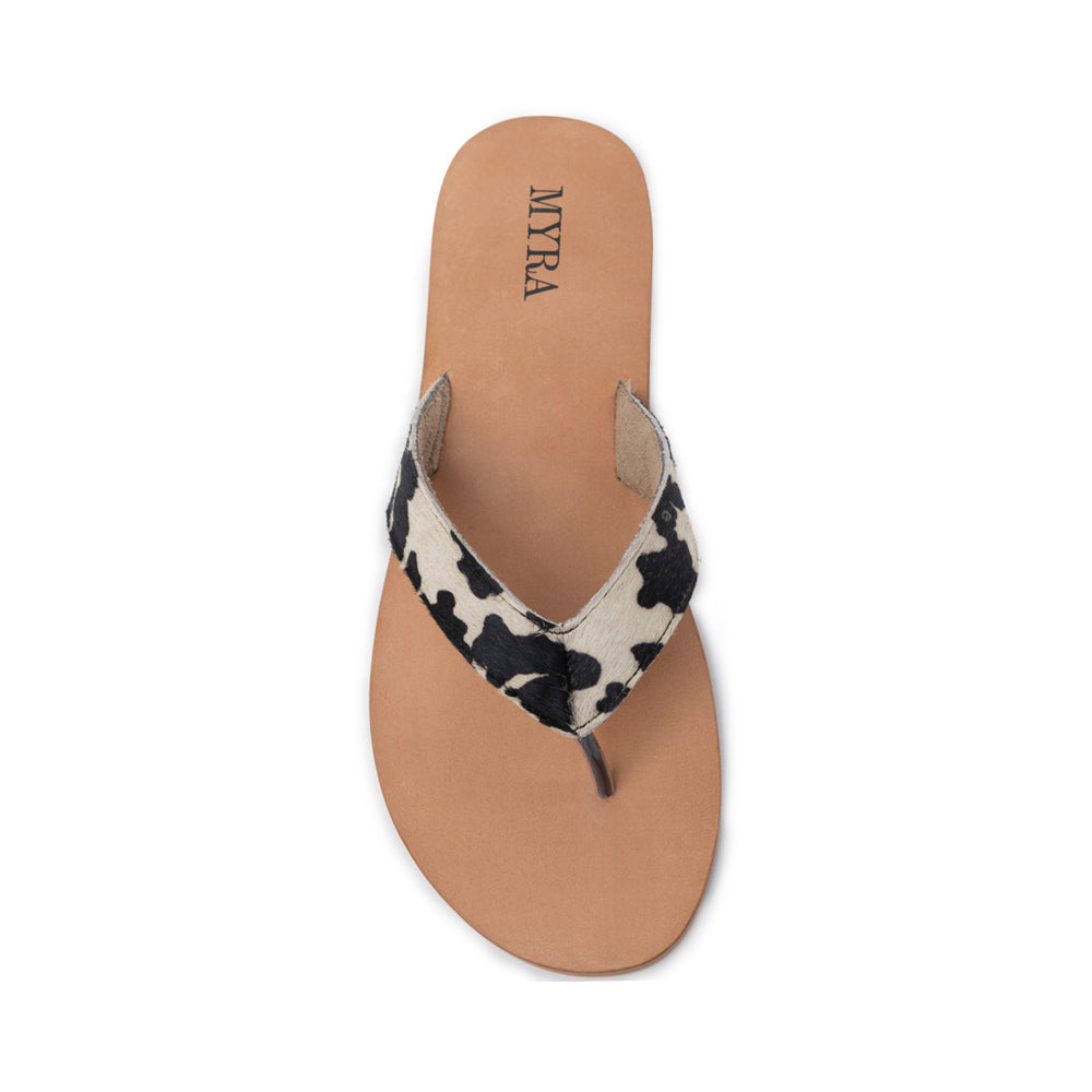 Myra Echo Valley Hairon Leather Sandals in Spotted Ivory - Myra USA