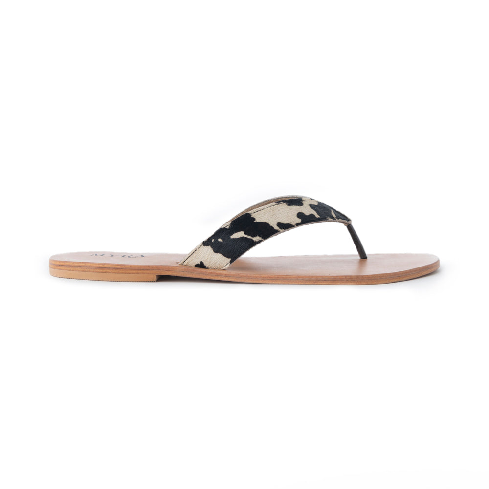Myra Echo Valley Hairon Leather Sandals in Spotted Ivory - Myra USA
