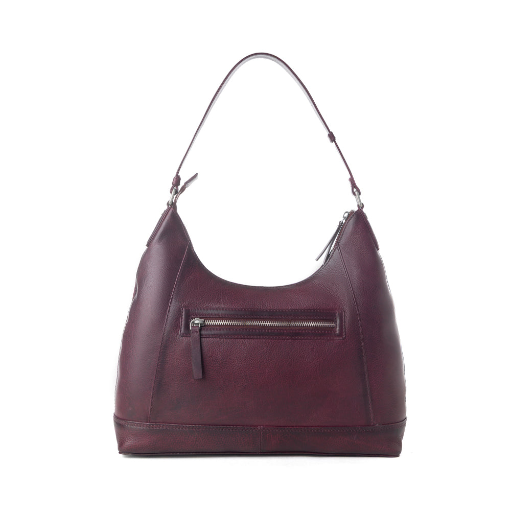 Myra Zidana Marlowe Dusk Veg Tanned Leather Bag in Deep Plum - Myra USA