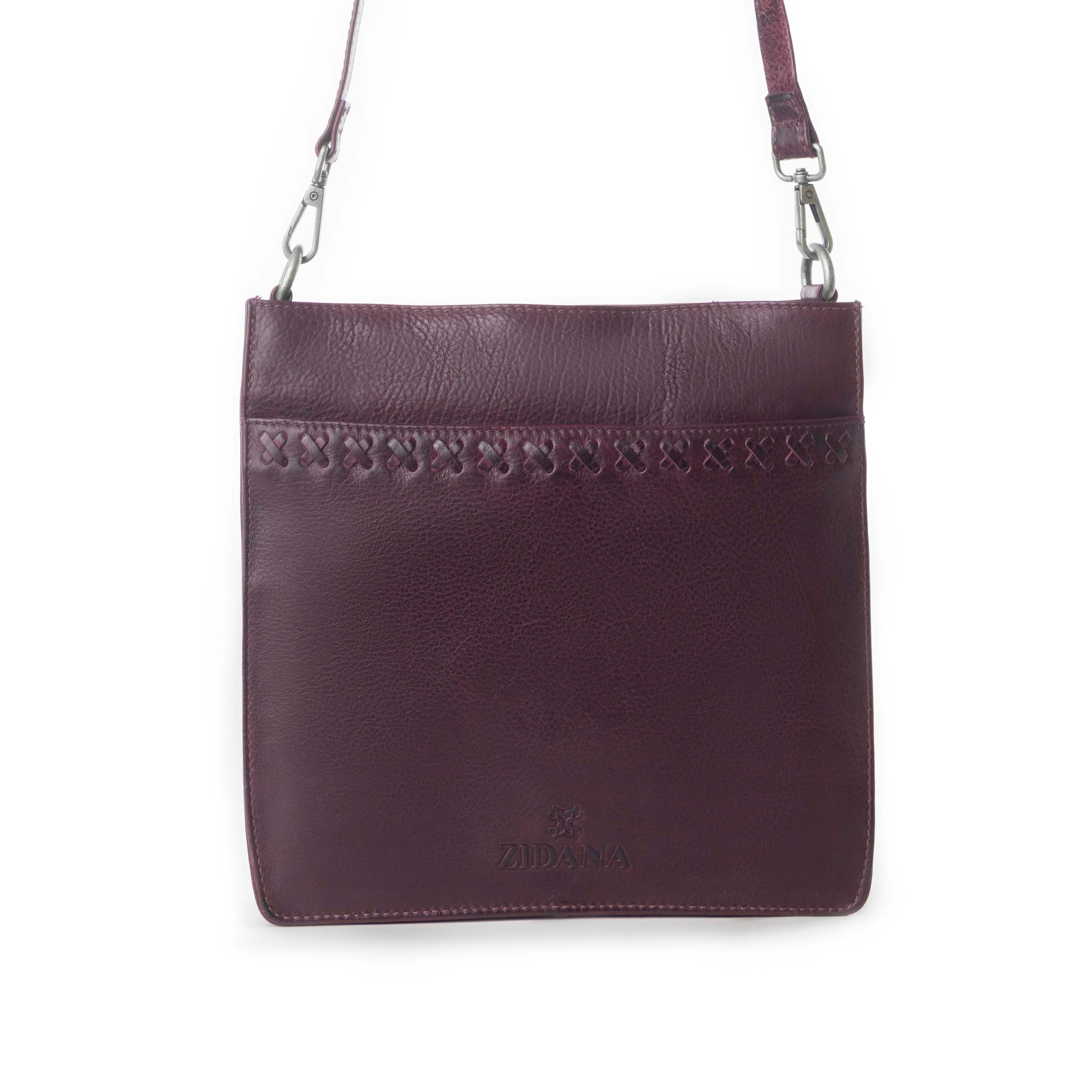 Myra Zidana Mirelle Woven Veg Tanned Leather Sling Bag in Mulberry Shine - Myra USA