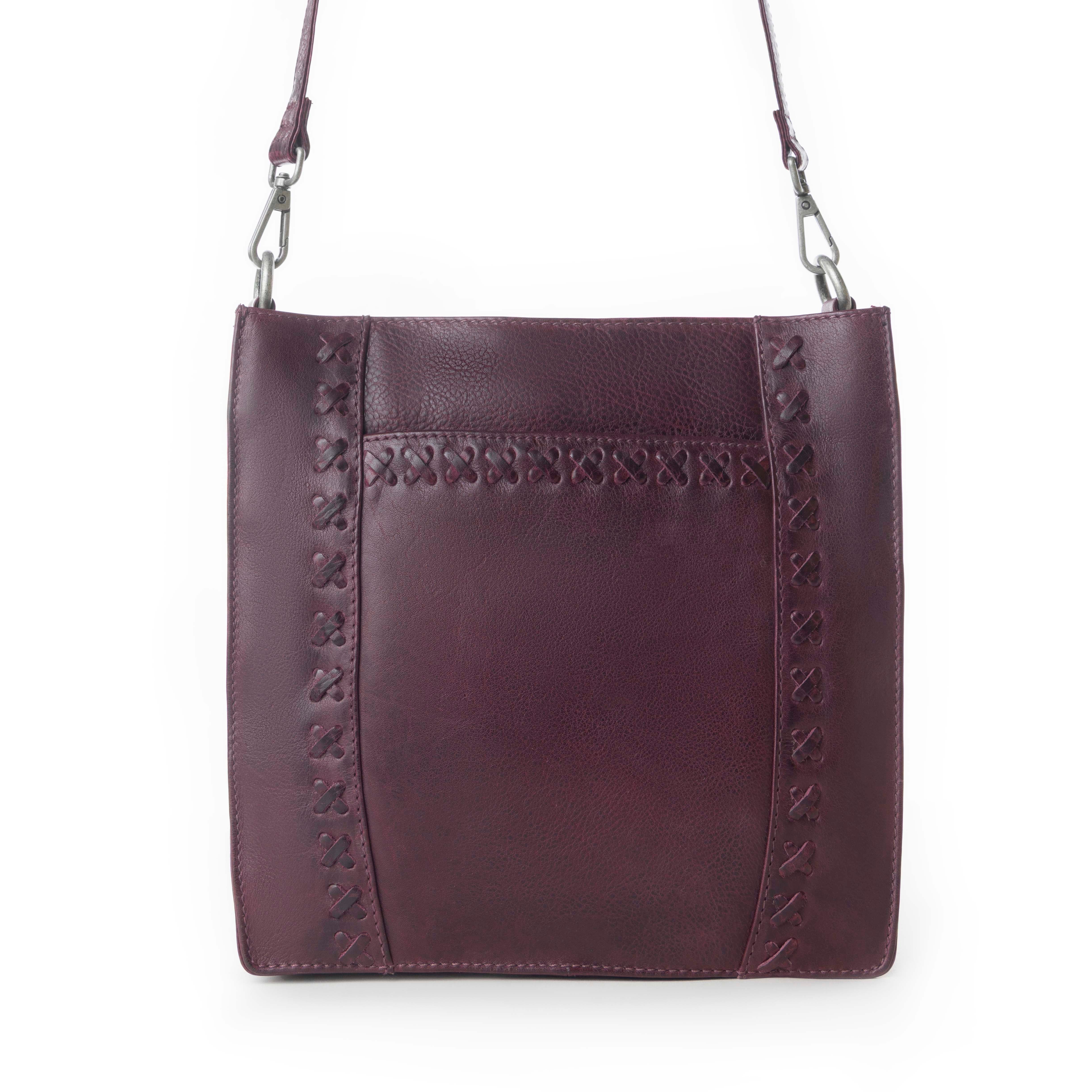 Myra Zidana Mirelle Woven Veg Tanned Leather Sling Bag in Mulberry Shine - Myra USA