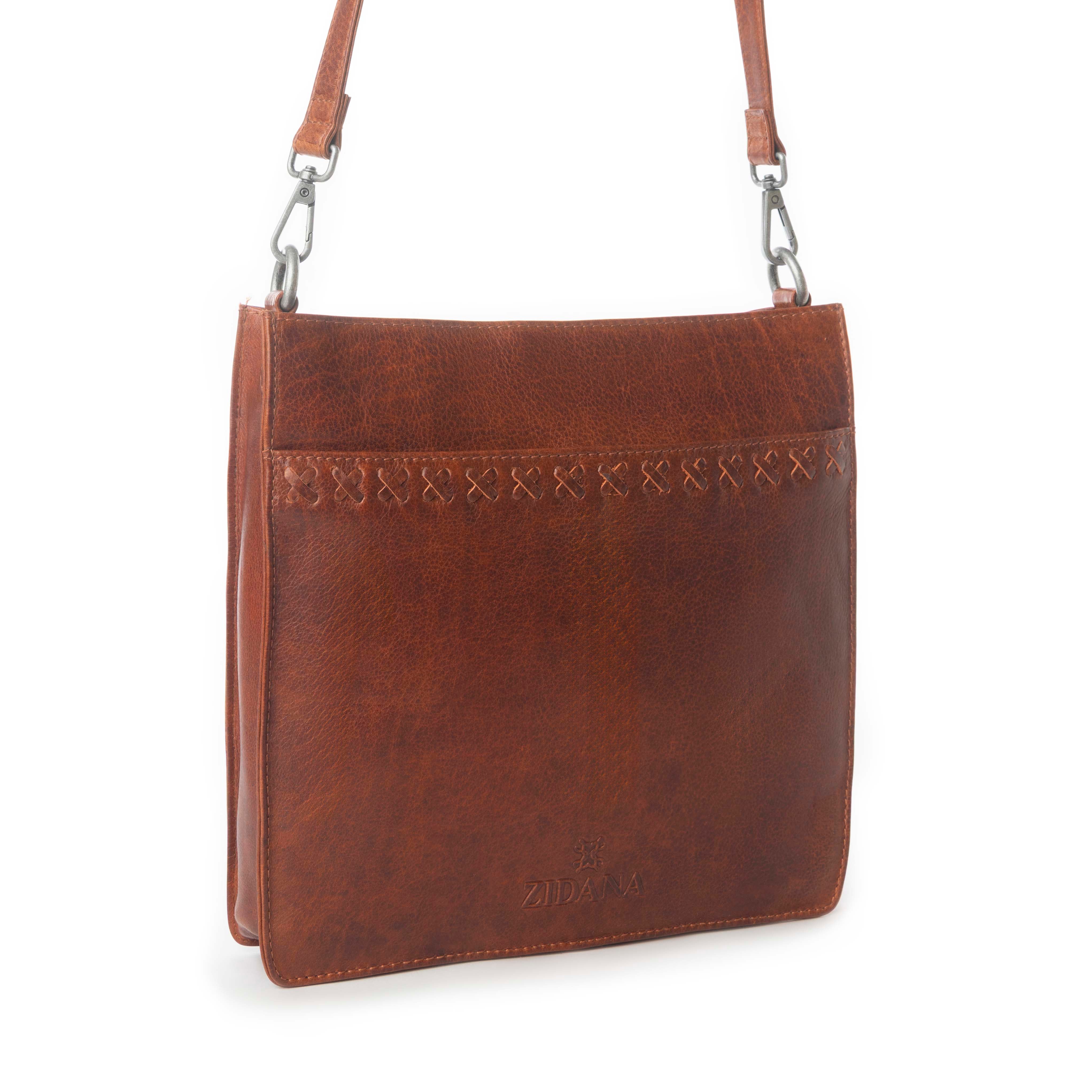 Myra Zidana Mirelle Woven Veg Tanned Leather Sling Bag in Aged Copper - Myra USA