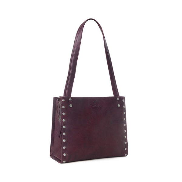 Myra Zidana Aria Amethyst Veg Tanned Leather Tote Bag in Royale Mauve - Myra USA