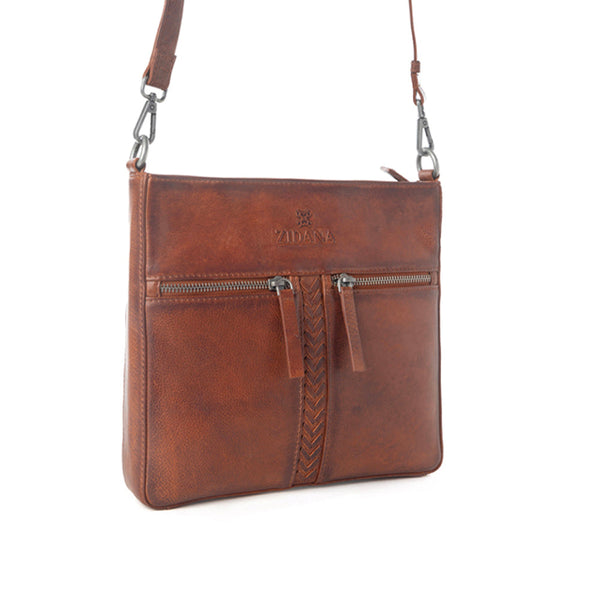 Myra Zidana El Paso Twin Veg Tanned Leather Crossbody Bag in Wildwood Red - Myra USA