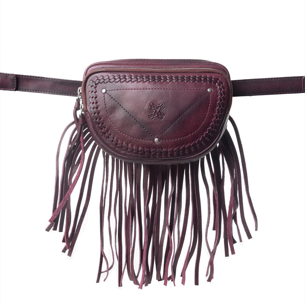 Myra Zidana Stormy Trails Fringed Veg Tanned Leather Bag in Raven Dusk - Myra USA