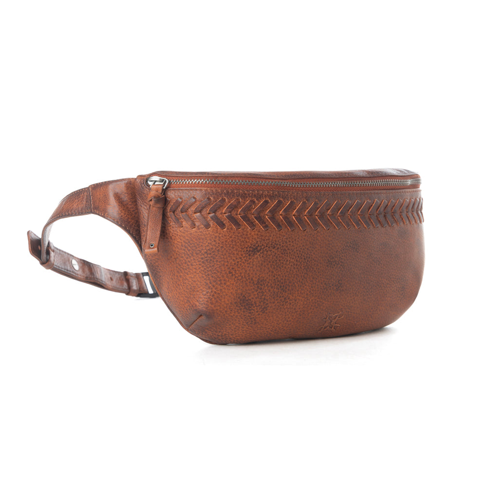 Myra Zidana Amarillo Handstitched Veg Tanned Leather Fanny Pack in Crimson Storm - Myra USA