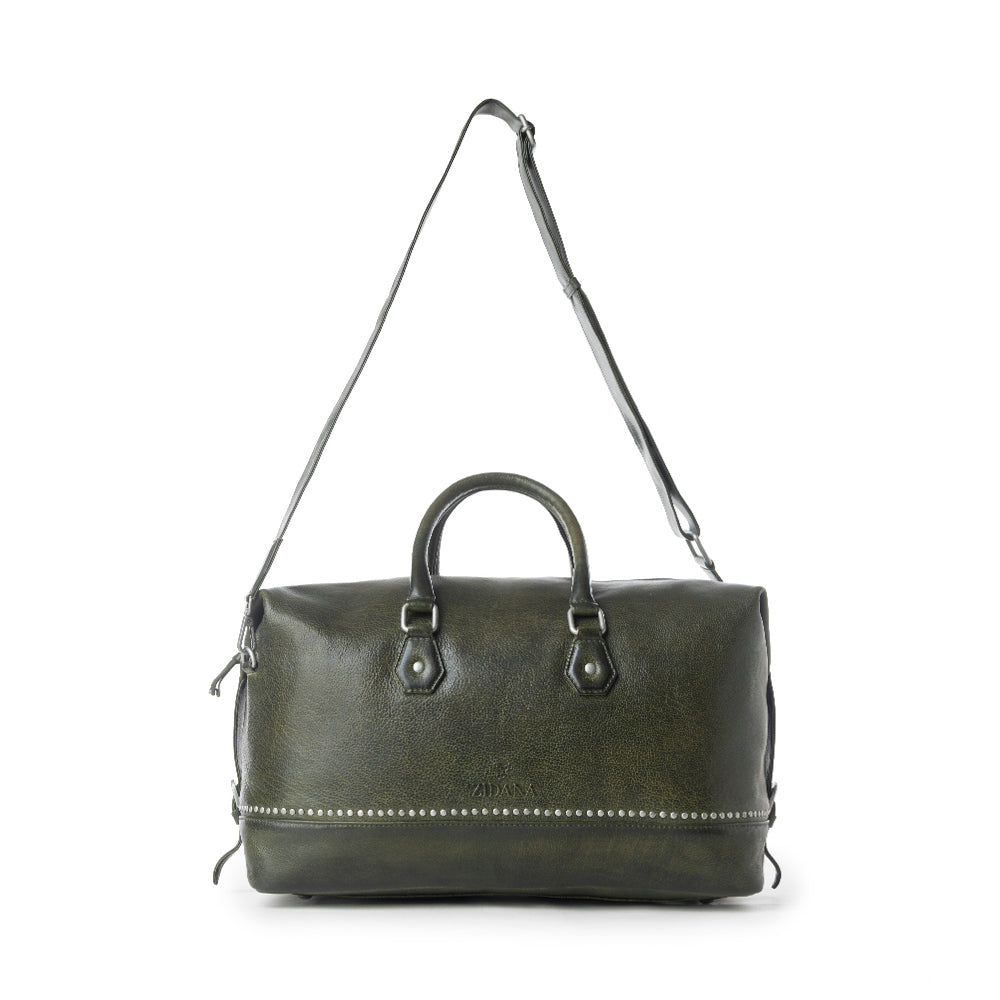 Myra Zidana Sundown Plains Veg Tanned Leather Traveller Bag in Sage Green - Myra USA