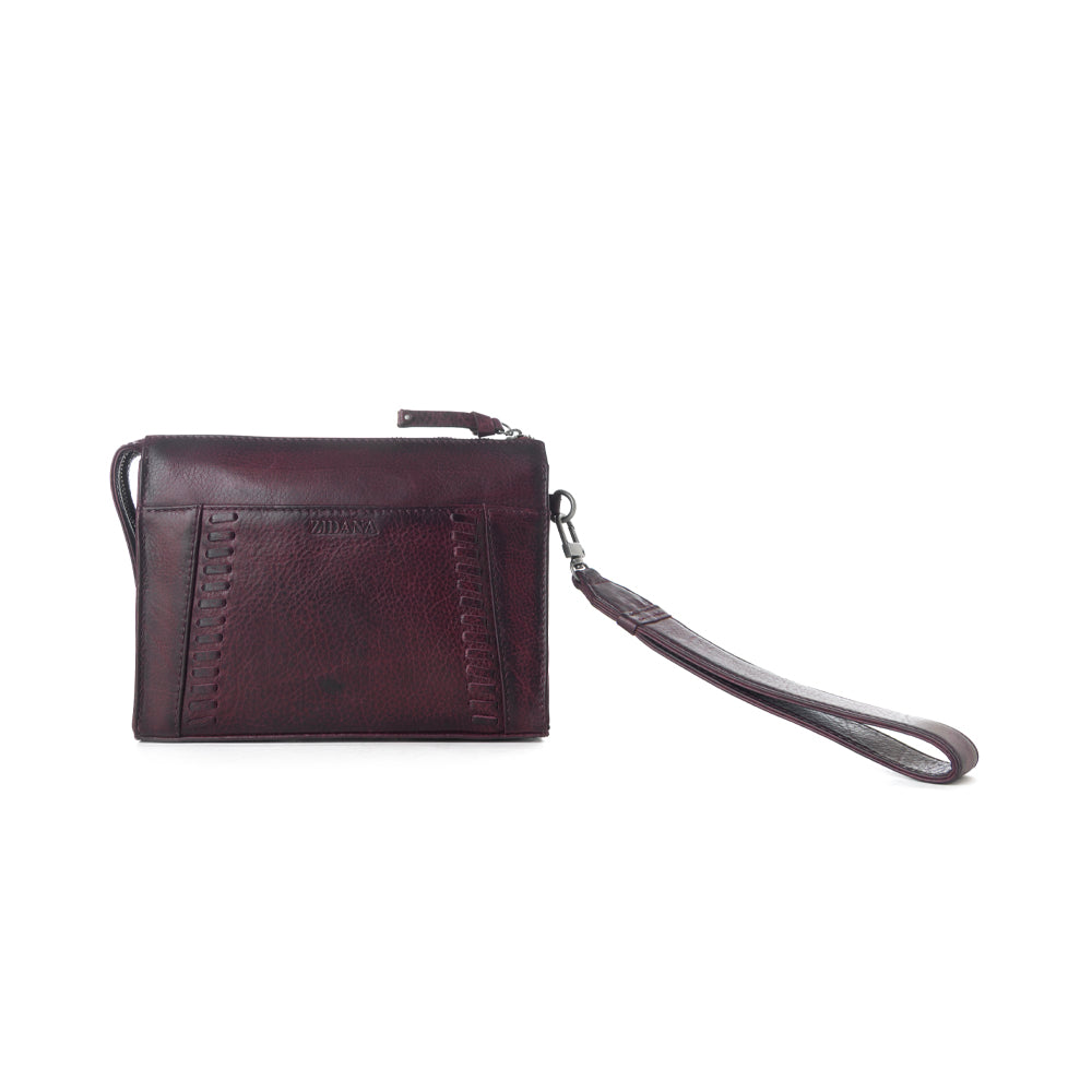 Myra Zidana Bandera Ridge Veg Tanned Leather Wristlet in Dusty Rose - Myra USA