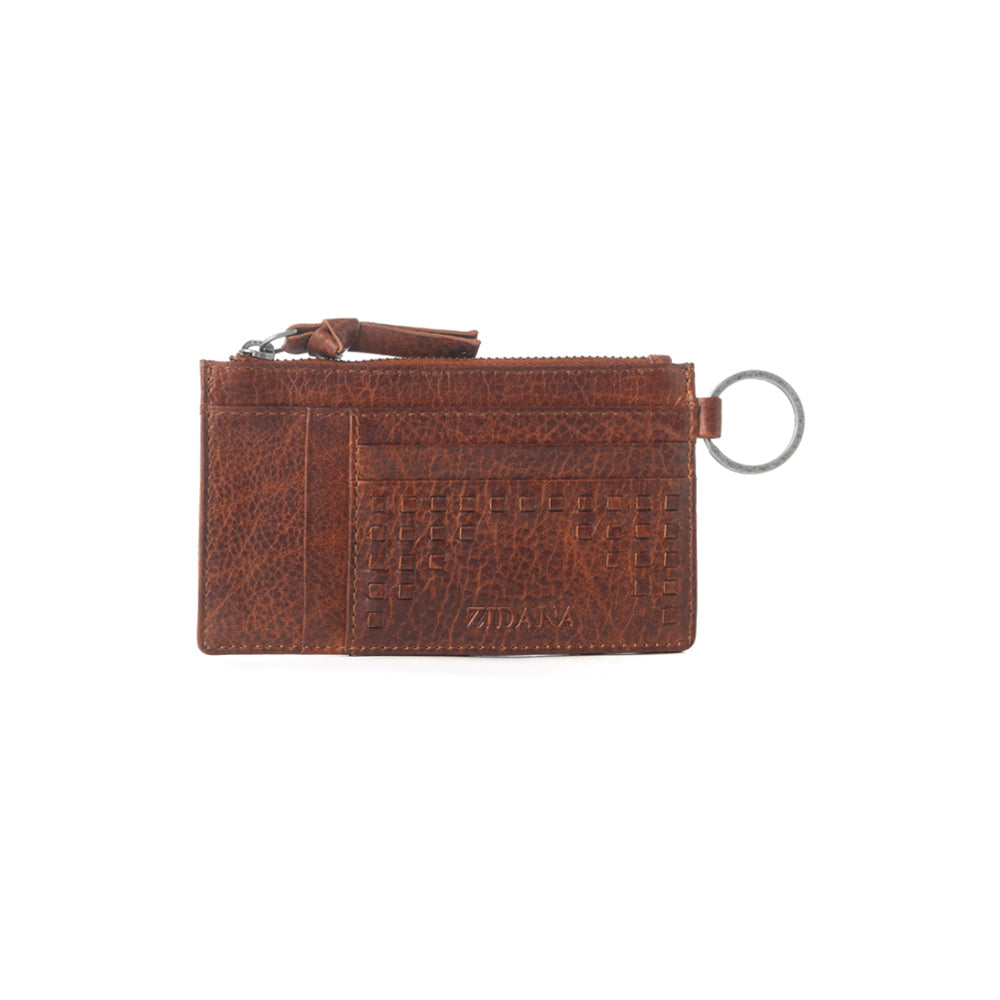 Myra Zidana Vino Braided Veg Tanned Leather Wallet in Chestnut Shine - Myra USA