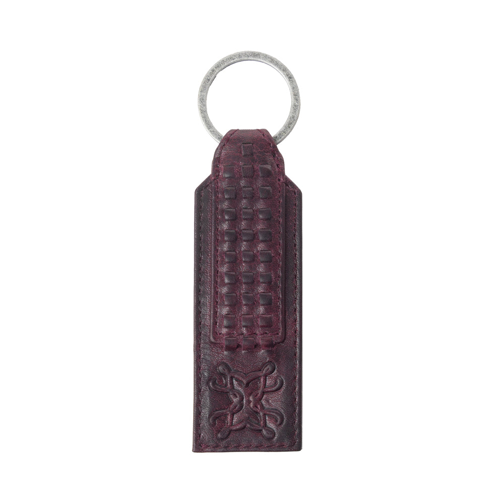 Myra Zidana Ardan Artistry Veg Tanned Leather Keyfob in Raven Maroon - Myra USA