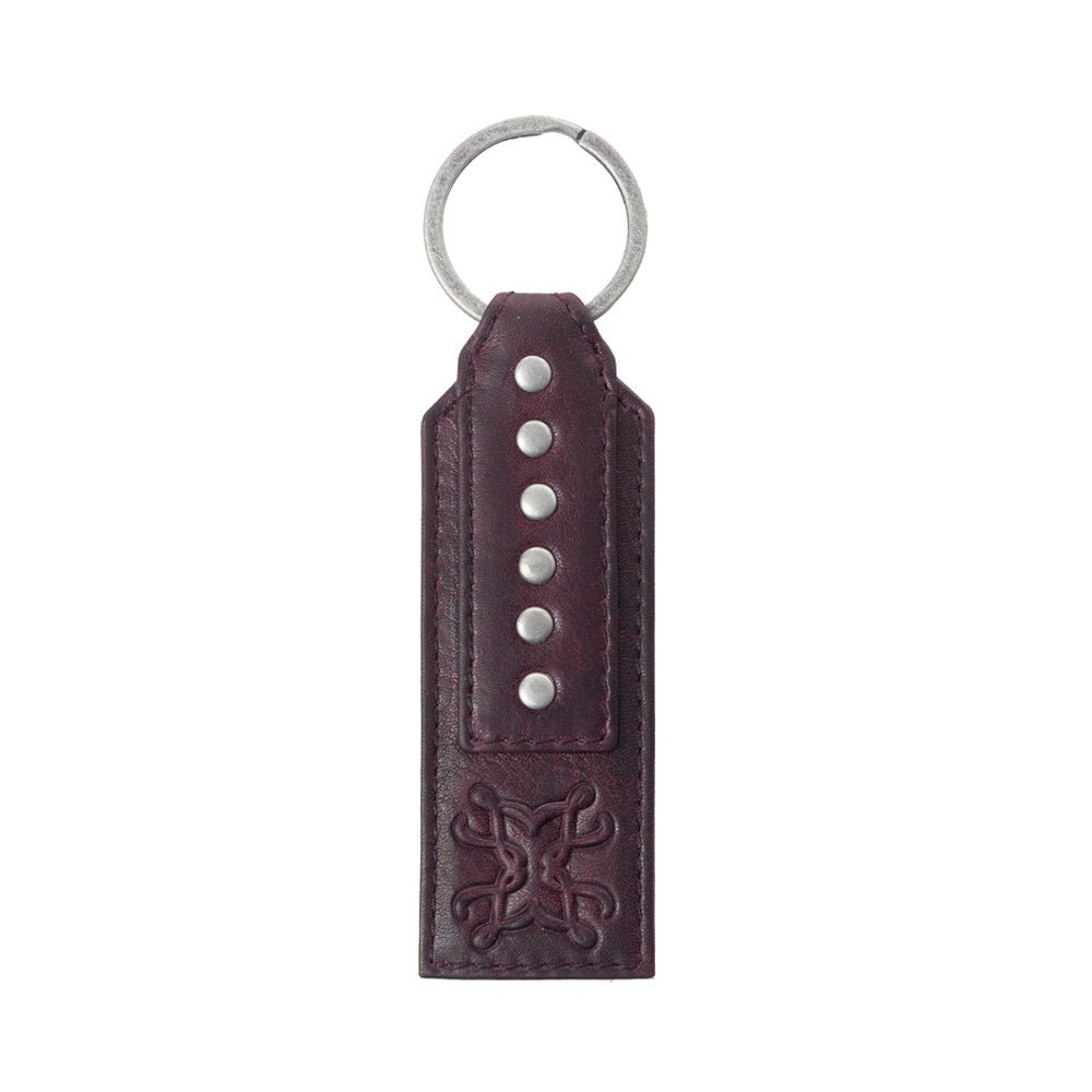 Myra Zidana Highland Studded Veg Tanned Leather Keyfob in Maroon Smoke - Myra USA