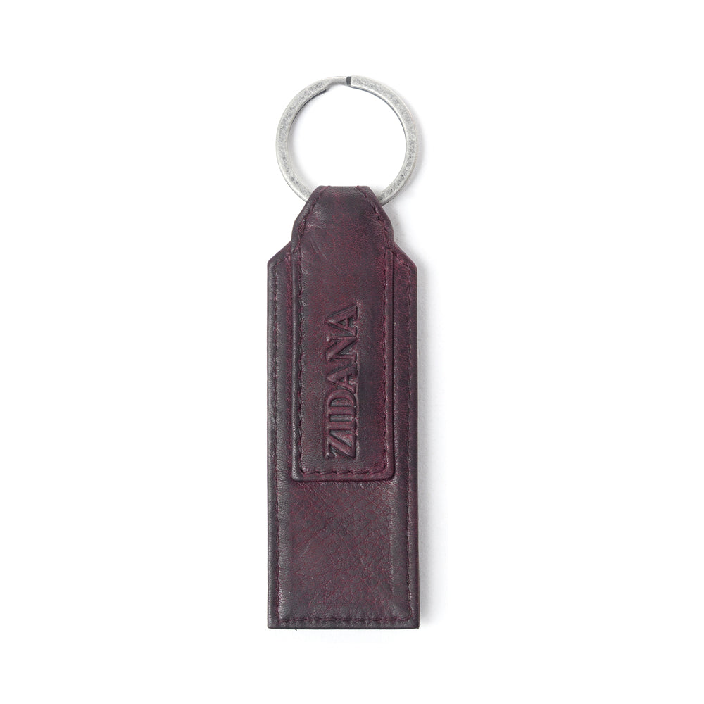 Myra Zidana Highland Studded Veg Tanned Leather Keyfob in Maroon Smoke - Myra USA