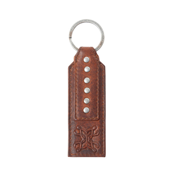 Myra Zidana Highland Studded Veg Tanned Leather Keyfob in Crimson Dust - Myra USA