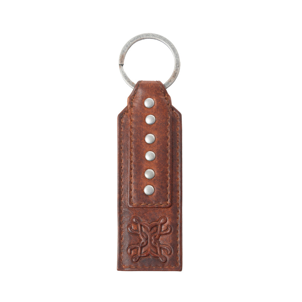 Myra Zidana Highland Studded Veg Tanned Leather Keyfob in Crimson Dust - Myra USA