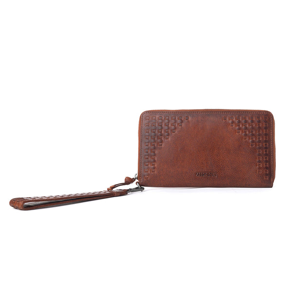 Myra Zidana Elko Braided Veg Tanned Leather Wallet in Auburn Glow - Myra USA