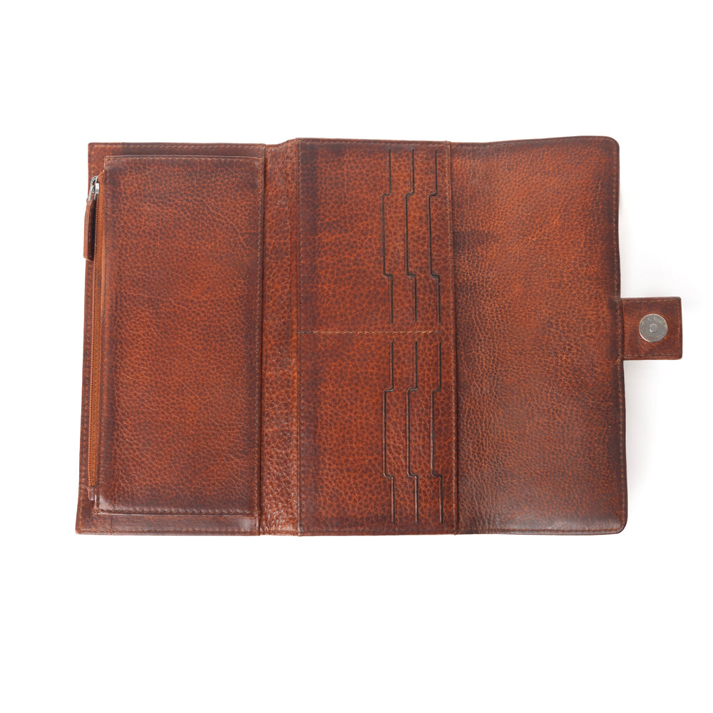 Myra Zidana Santa Fe Woven Veg Tanned Leather Wallet in Dusky Bronze - Myra USA