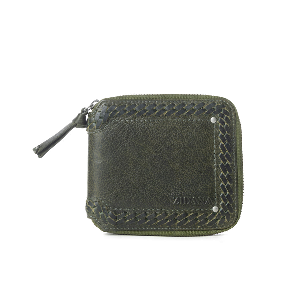Myra Zidana Dante Men's Veg Tanned Leather Wallet in Army Ivy - Myra USA