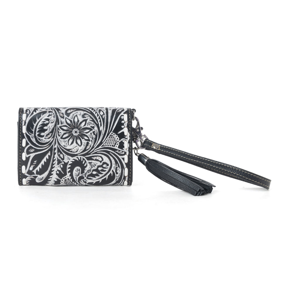 Myra Elise Handtooled Leather Wallet in Dark Mist - Myra USA