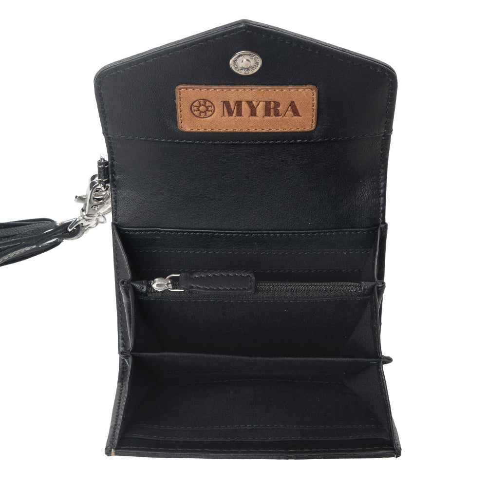 Myra Elise Handtooled Leather Wallet in Dark Mist - Myra USA