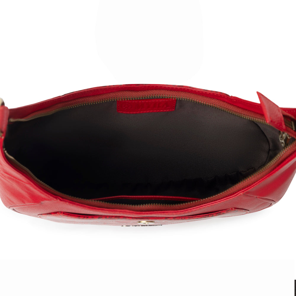 Myra Alanna Embossed Leather Bag in Wild Cherry - Myra USA