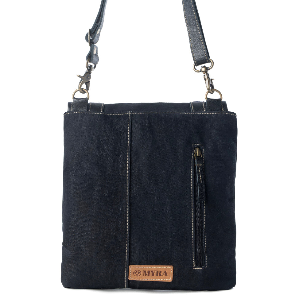 Dustrider upcycled canvas vintage style Concealed-Carry bag for Women in black with leather detail - Myra USA