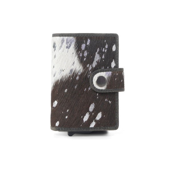 Myra Monsoon Ink Hairon Leather Credit Card Holder in Dust Black - Myra USA