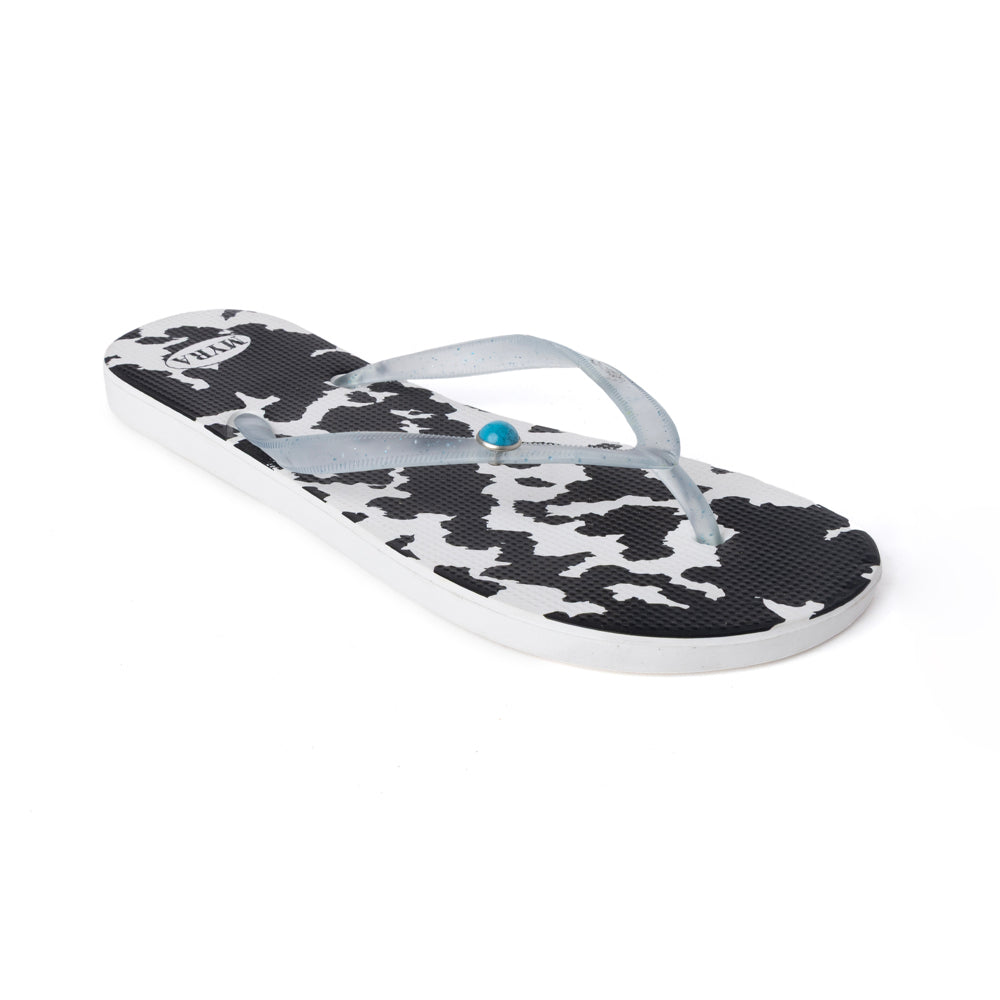Myra Shadow Ranch Cowhide Slippers in Stormhorn Black - Myra USA