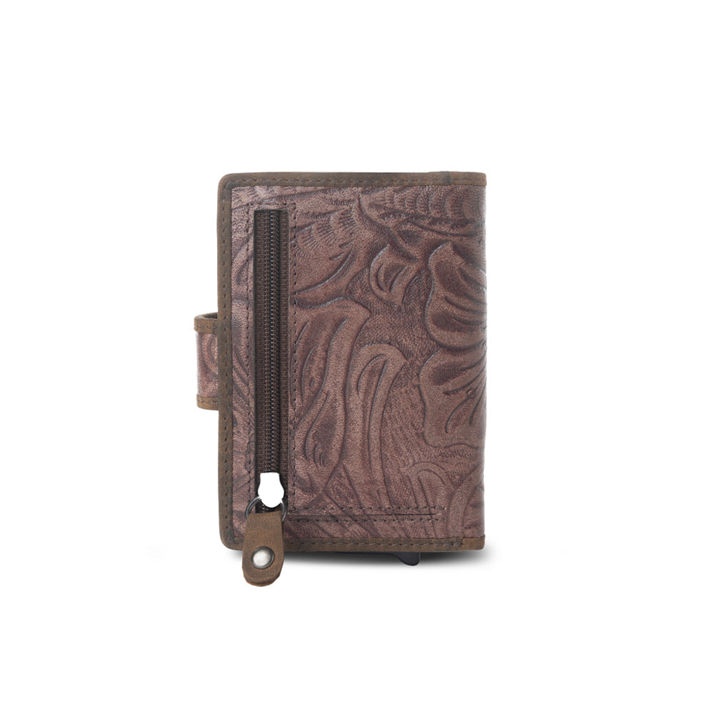Myra Laredo Trail Leather Credit Card Holder in Smoky Walnut - Myra USA