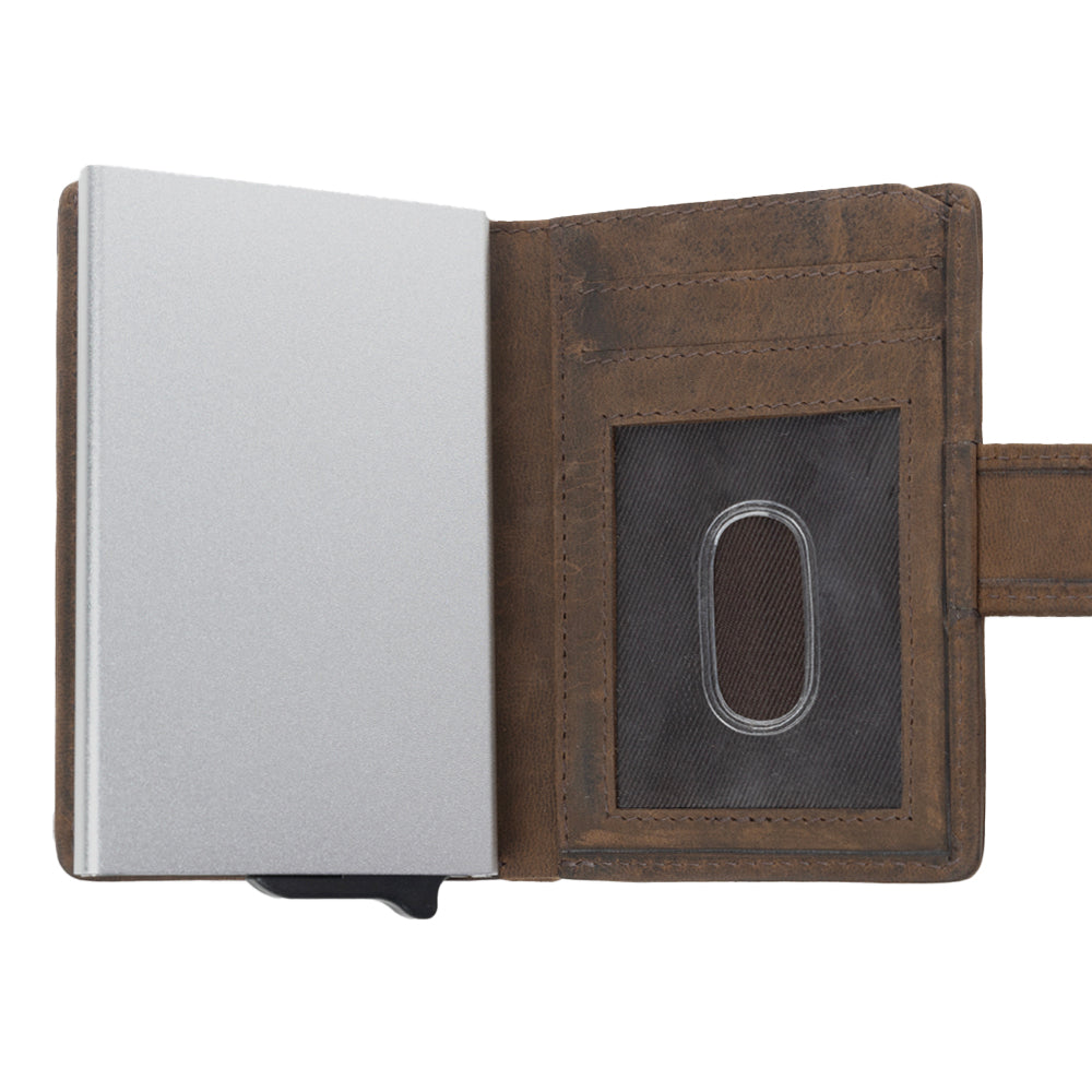 Myra Laredo Trail Leather Credit Card Holder in Smoky Walnut - Myra USA