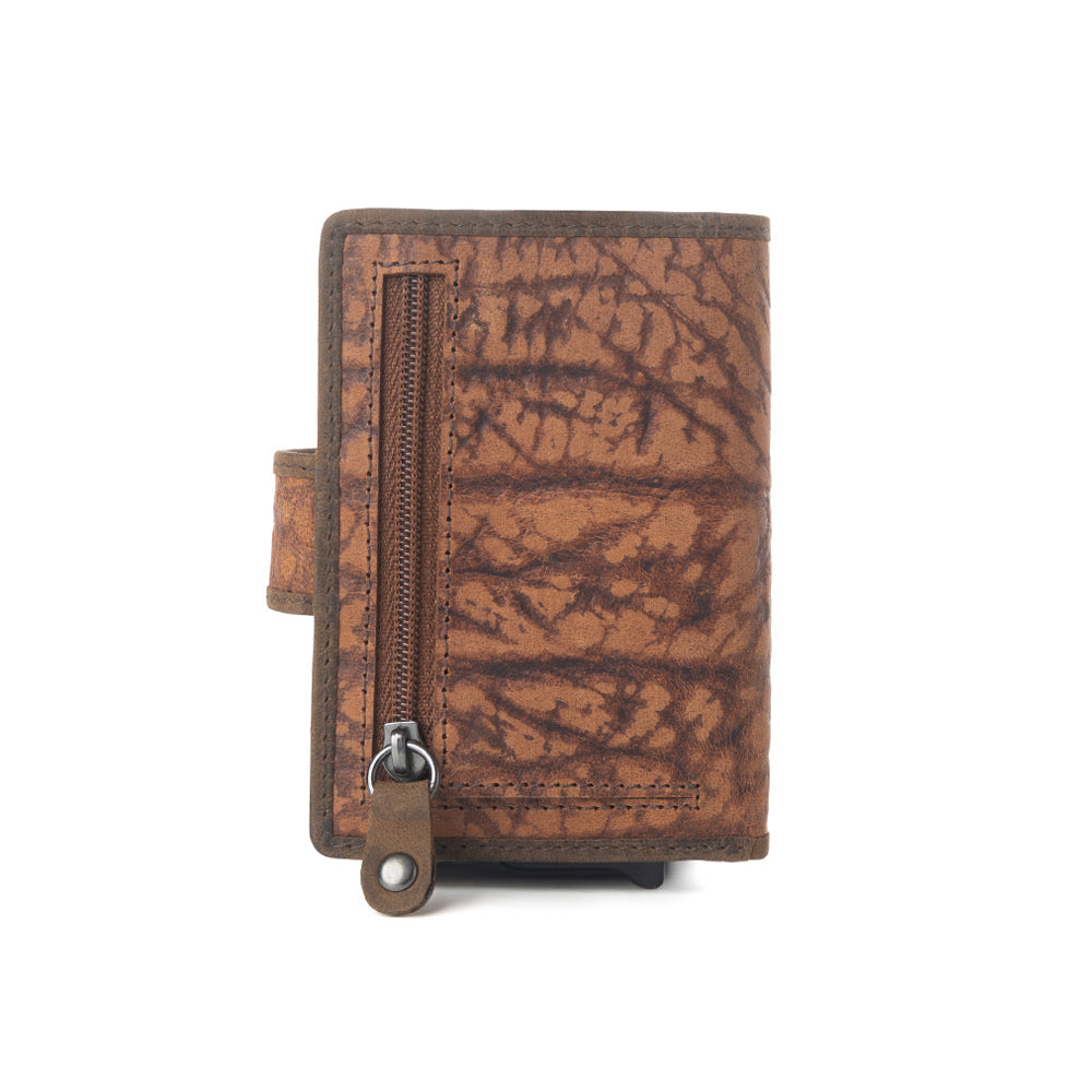 Myra Rugged Raven Leather Credit Card Holder in Canyon Amber - Myra USA
