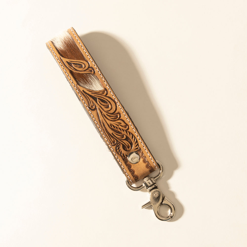 Myra Sedona Blaze Handtooled Leather Keyfob in Bronze Ember - Myra USA