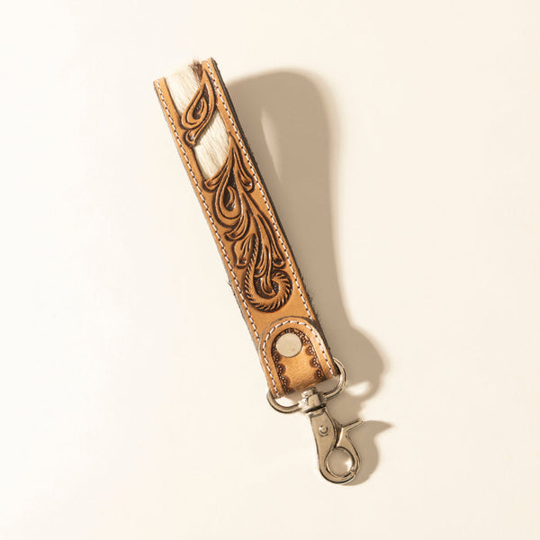 Myra Sedona Blaze Handtooled Leather Keyfob in Bronze Ember - Myra USA