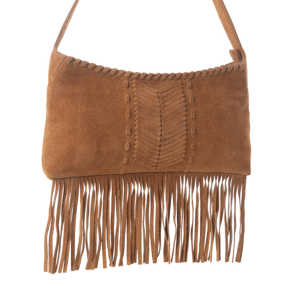 Myra Sierra Suede Fringed Leather Bag in Western Tan - Myra USA
