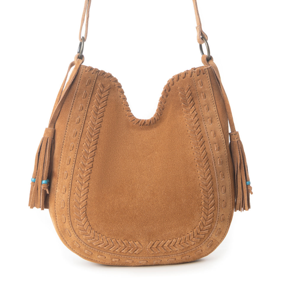 Myra Savannah Sunset Fringed Leather Bag in Deep Mocha - Myra USA