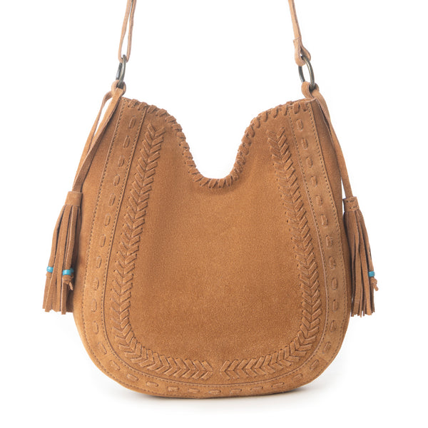 Myra Savannah Sunset Fringed Leather Bag in Deep Mocha - Myra USA
